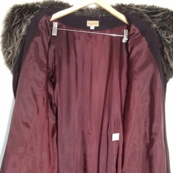 Midnight Velvet Vintage longline wool dress coat with fur trim women's size 14 - Picture 10 of 14
